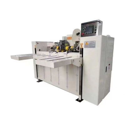 Máquina de costura semiautomática para caixas de papelão ondulado, dobra manual, alimentação, grampeamento